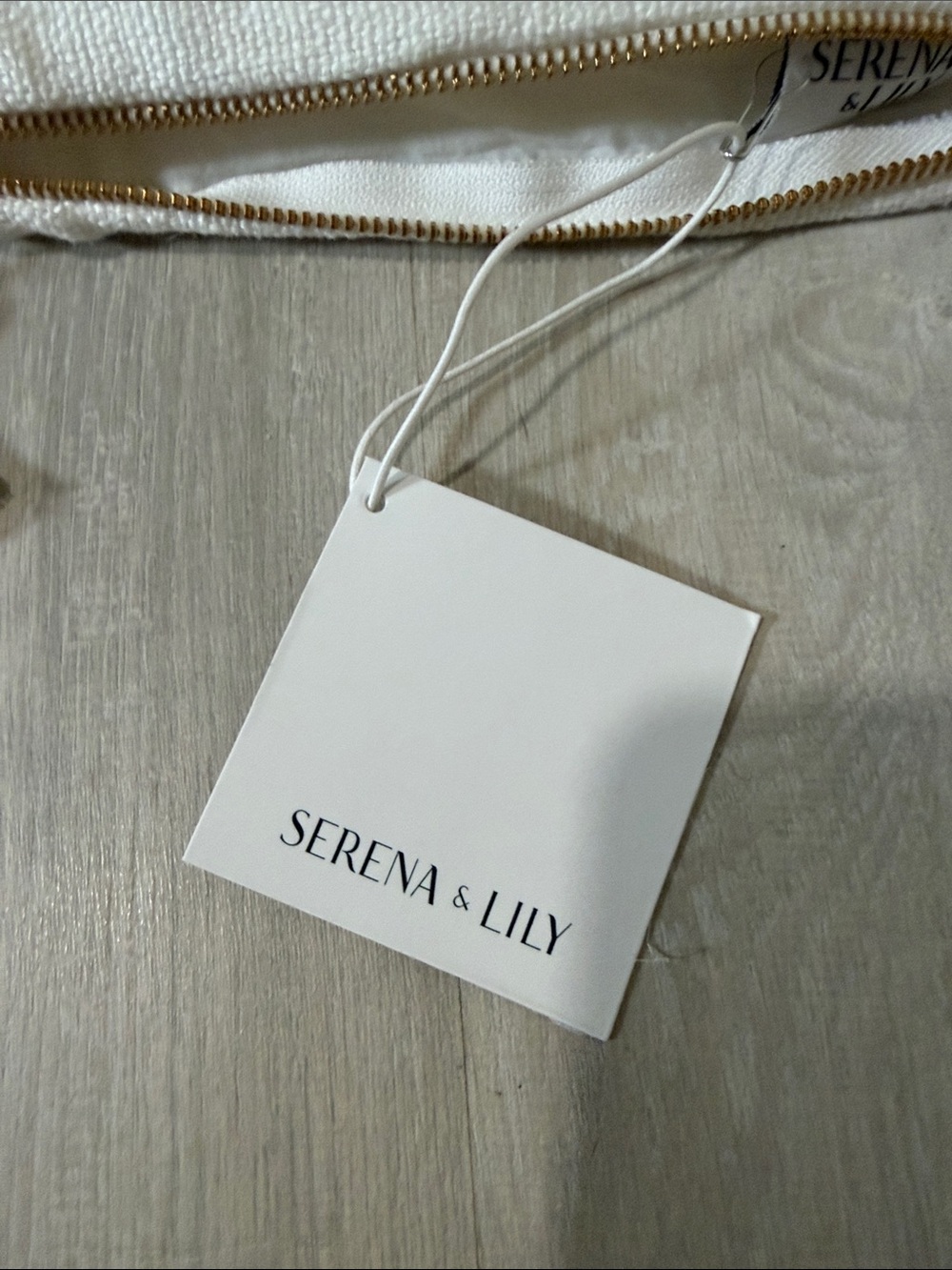 NWT Serena & Lily White Pillow Cover with Gold Zipper - Picture 2 of 5